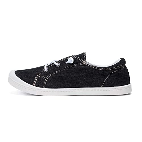 Image of FUNKYMONKEY Slip-On Canvas Sneakers for Women, Comfortable Lightweight Lace-Up Flat Casual Tennis Shoes Breathable Walking Shoes for Everyday Wear