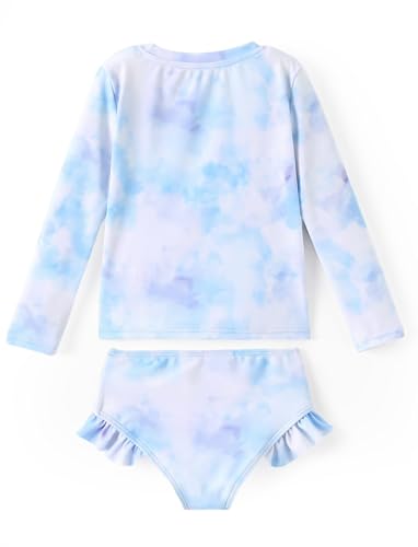 Image of Disney Frozen Elsa Stitch Marvel Toddler Girl Two Piece Long Sleeve UPF50+ Swimsuit Rashguard Sets Bathing Suit