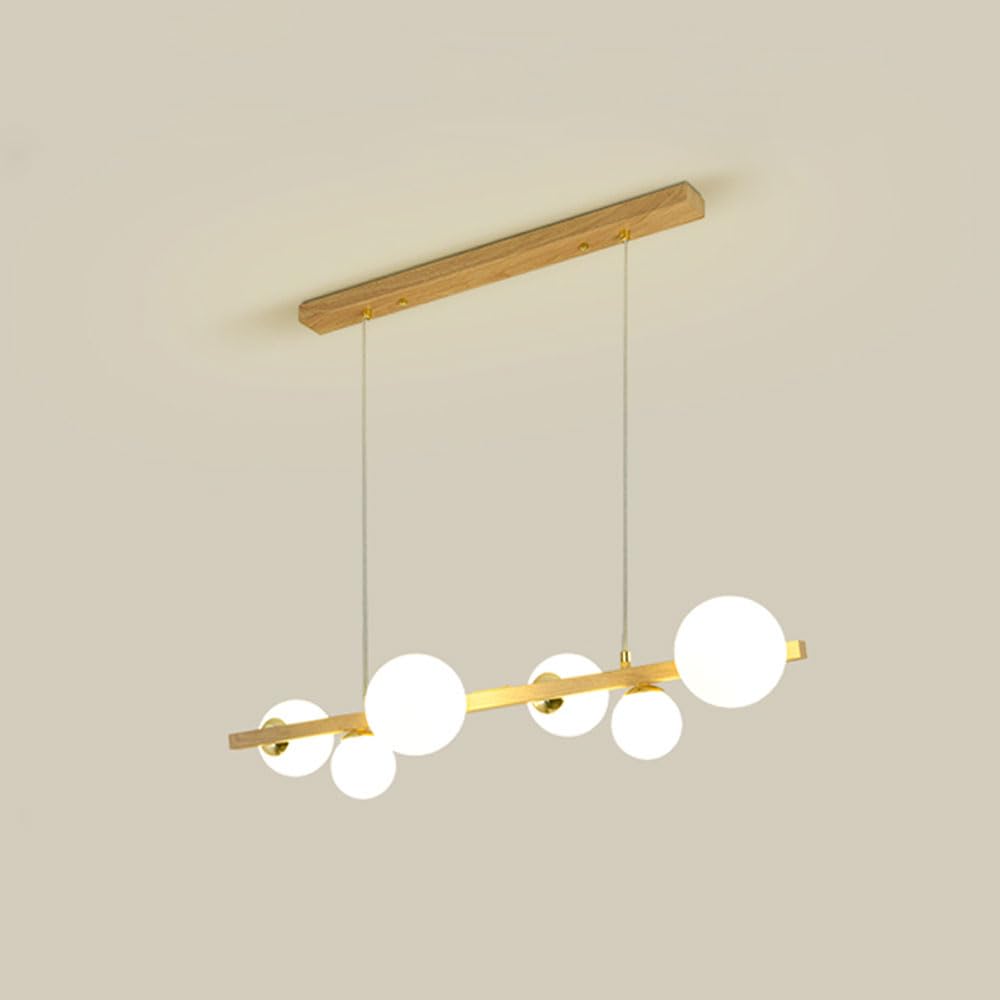 KXEcoLife Ceiling Pendant Light Fixture Imitation Wood Chandelier Modern Globe Hanging Lamp Adjustable G9 Lights for Living Room Bedroom Kitchen