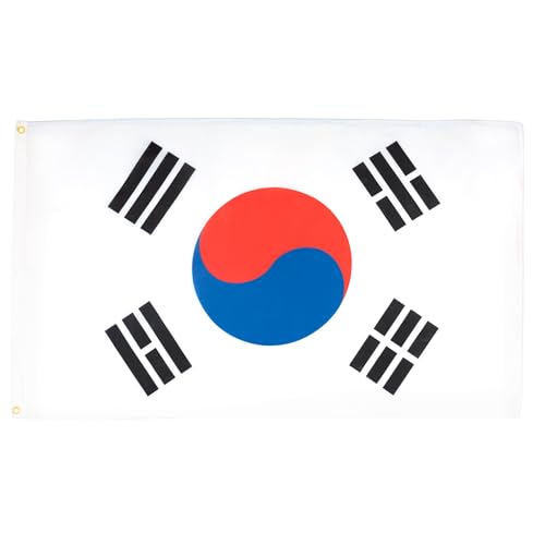 Image of AZ FLAG - South Korea Flag - 3x5 Ft - 100D Polyester South Korean Banner with Two Metal Grommets - Fade Resistant - Vivid Colors - 3' x 5' Feet - 150x90 Cm