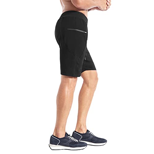 BROKIG Men's Sidelock Gym Workout Running Sport Shorts with Zipper Pockets2