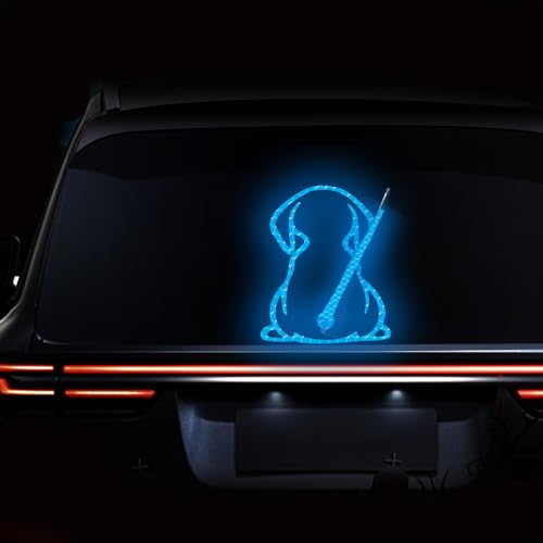 Image of Dog Decal Vinyl Sticker, Rear Wiper Decal Cute Dog Moving Tail Wiper Decals Reflective Stickers Windshield Wiper Stickers Window Wiper Decals Tags for Rear Vehicle Wipers (Blue)