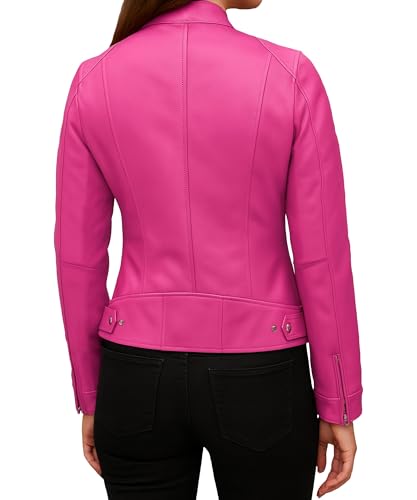 J'Jackin Premium Real Lambskin Leather Jacket Womens - Cafe Racer Style Genuine Leather Motorcycle Jacket Women3