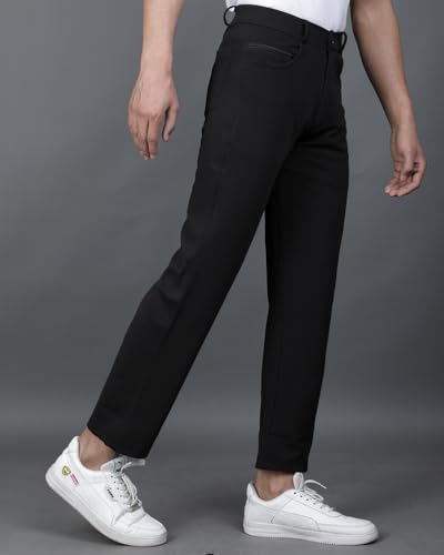Image of EYEBOGLER Mens Solid Regular Fit Formal Pant