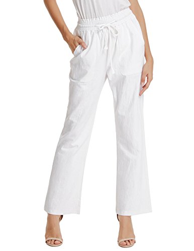 GRACE KARIN Women's Relaxed Fit Straight Leg Cargo Pant Straight Leg Pant Trouser White L