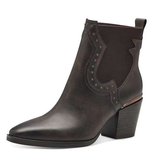 MARCO TOZZI Damen Stiefeletten mit Absatz Cowboy Spitz, Braun (Mocca), 39 EU