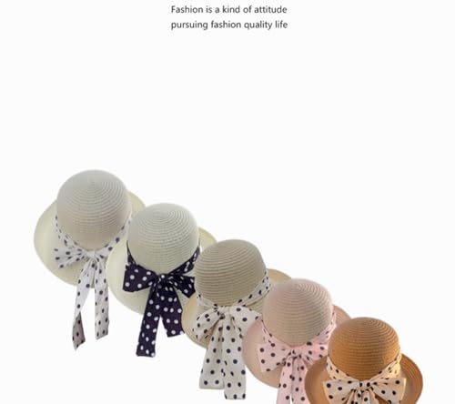 Sombrero Fedora de Paja para Mujer con Cinta y Lunares miniatura 5