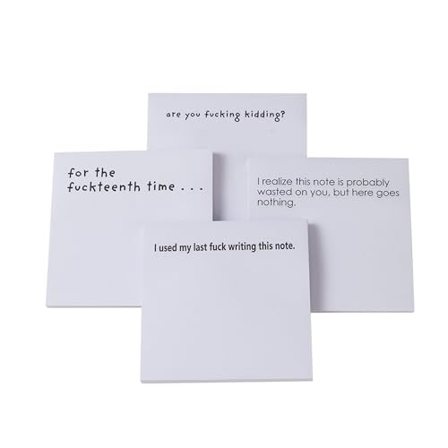 Funny Sticky Note What The F*ck Sticky Notepad, Oh, for Fuck's Sake Novelty Notepads, Funny Sassy Rude Desk Accessory Gifts for Friends, Co-Workers, Boss (4 PCs-C)