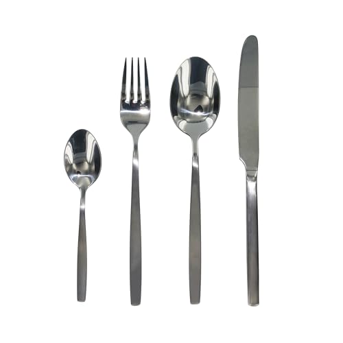 HOME DECO FACTORY - KA3771 Couverts en Inox 16 Pièces - Ensemble Élégant pour Service de Table Raffiné - Idéal Toutes Occasions - Argent - Taille Standard