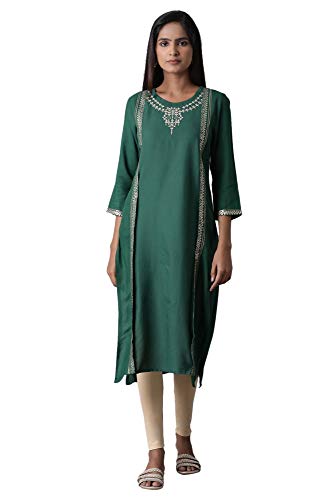 Image of W for Woman Women's Rayon Regular Fit Mock Layer Kurta