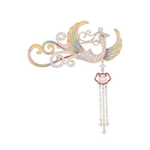 Image of Exquisite 14K Gold Phoenix Brooch for Women, Inlaid with Moissanite and Premium Gemstones, Ideal Luxury Gift for Holidays and Special Occasions