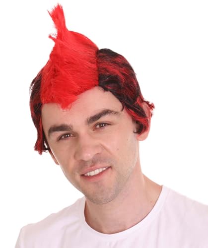 BC GOODS BY Men's Fiery Punk Mohawk Red Wig for