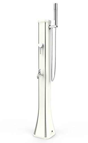 Arkema Design Fuente De Jardín Solar Con Mezclador Y Ducha Movil; Fuente En Resina Con Grifo De Manguera; Happy Go Hg180/9003 Blanca