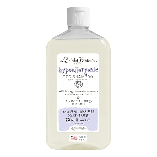 Image of Bobbi Panter Hypoallergenic Dog Shampoo Honey, Aloe Vera, Chamomile & Rosemary - Dye & Fragrance Free Natural Formula for Sensitive & Allergy Skin, Tear-Free, 30:1 Concentrate, 14 oz (Case of 12)