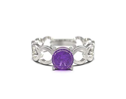 Juhi Jewels Amethyst Ring Natural Amethyst Ring Silver Amethyst Ring Heart Band 0.7 Ct Amethyst Purple Amethyst Band for Women (6.5)