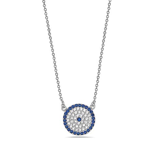 My Daily Styles 925 Sterling Silver Evil Eye Hamsa Necklace with CZ Pendant - Adjustable Length 16-18 Inches