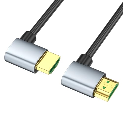 MLWSKERTY 8K 60hz 2.1 Version Video Line with 90 Degree Elbow Plugs Option Easy Installs in Confined Spaces Supports 4K 120Hz Displays