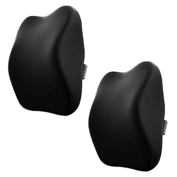 CAPEDELL Ultimate Car Neck Rest Pillow|| Ultrasoft for Comfortable Rides|| Superior Neck Support|| Relieves Neck Pain|| Memory Foam with Washable Velvet Cover|| Neck Rest Black(Pack of 2 Pcs) - image, photos