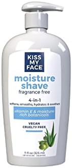 Kiss My Face Moisture Shave 11 Ounce Fragrance-Free 4-In-1 Pump, 11 Fl Oz (Pack of 3)