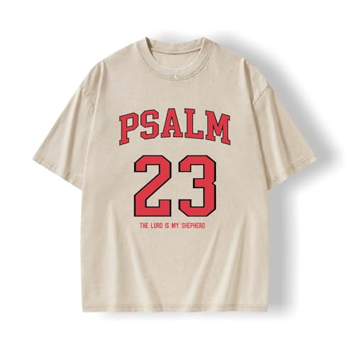 Graphic Tees Summer Women Men Cotton Novelty Oversized Crew Neck Psalm of Bible Christian Washed T-Shirt