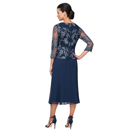 Image of Alex Evenings Women's Tea Length Jacket Dress, Perfect for Weddings, Formal Events (Petite and Regular Sizes)