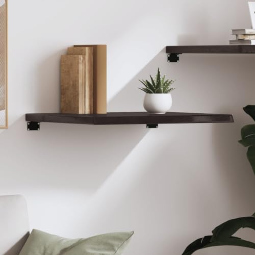 Étagère murale en chêne massif marron foncé 60x60cm meuble rangement bois