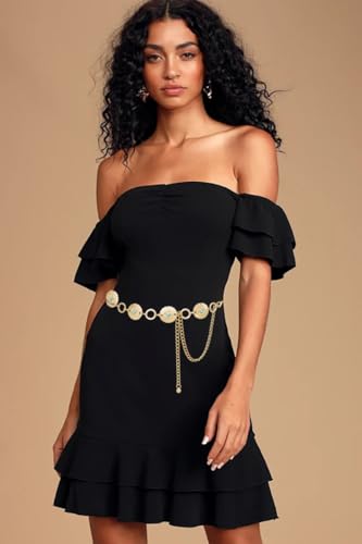 Image of Women's Concho Chain Belt Western Cowgirl Metal Waist Chain Belt for Dress