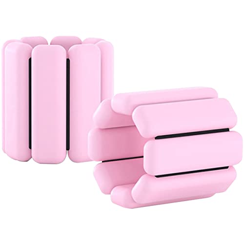 Miayaya Wrist and Ankle Weights Set of 2 (0.5Ib & 1Ib) Strength Training Adjustable Ankle Weights for Women Men Silicone Leg Weights for Home Workout Walking Running Jogging Yoga Dance Fitness (Pink)
