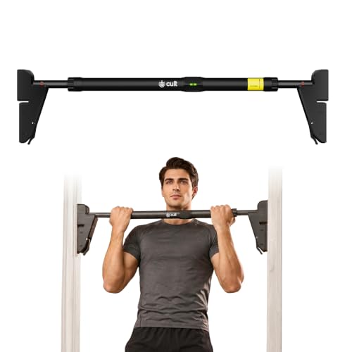 Image of Cult Adjustable Pull-Up Bar for Home for Kids and Adults | 300 kg Weight Capacity | Heavy-Duty Steel Wall Mounted & Doorway Bar | Anti-Skid Grip Multi-Grip Pull-Up Bar for Home Workout | No-Drill Installation for Pull Ups, Chin Ups & Core Training | Size - 76 -110 cm