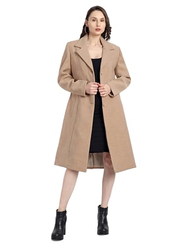 Image of HAUTEMODA Women's Winter Coat Trench Long Sleeves Over Coat With Pocket single Breasted