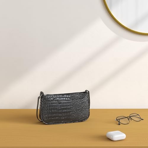 Small Purse for Women, Adjustable Shoulder Bags Crocodile Pattern Clutch Purse with Zipper Closure Retro2