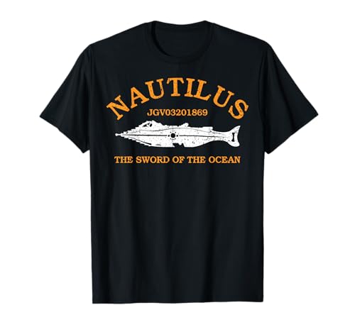 Vintage The Nautilus Black Retro Animal Graphic T-Shirt, Unisex-Adults, Small, Short Sleeve, Classic Fit, Cotton 90% Polyester 10%