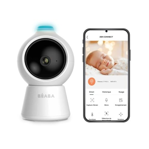 Béaba Zen Smart AI – Babyphone Ecoute Bébé Vidéo 360° Full QHD 4MP avec Intelligence Artificielle, Détection Retournement, Vision Nocturne, Application Mobile,...