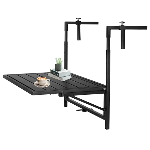 SERdeerCH Klappbarer Balcony Railing Tisch mit 2 Verwendungsfunktionen, Outdoor Hanging 4 Levels...