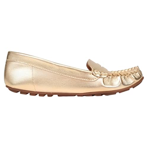 Sapato Mocassim Feminino Casual Rasteira Sapatilha (Dourado, 35)
