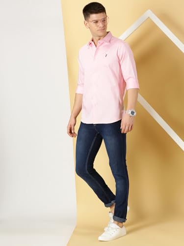 Image of Thomas Scott Men's | Solid | Full Sleeve | Slim Fit | Cotton Blend | Spread Collar | Casual Shirt