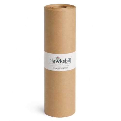 Hawksbill Kraft Paper Roll 500mm x 10m Recyclable Brown Paper for Arts & Crafts Wrapping Paper or Gift Wrap Packaging Void Filling & More