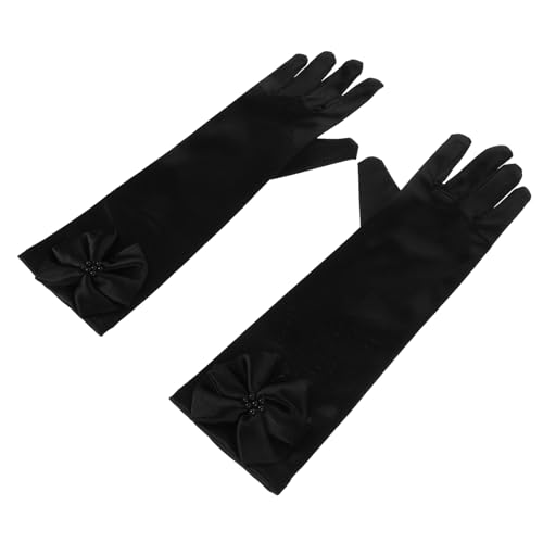 Elegant Boys and Girls Dress Gloves Stretch Satin Gloves Bowknot Party Wedding Flower Girl for