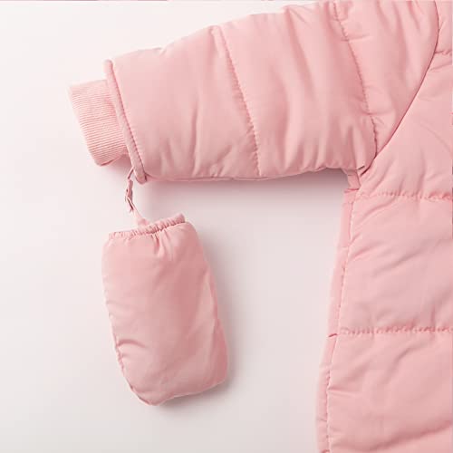 Simplee kids Baby Infant Boys Girls Snowsuit Winter Hooded Footed Warm Jumpsuit Outerwear with Gloves for 12-18 Months3