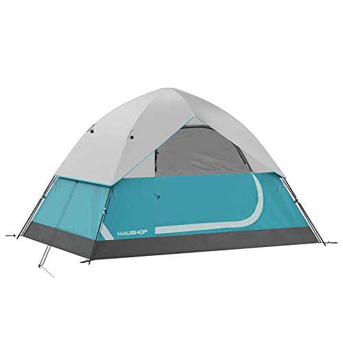 HAUSHOF 2/4-Person Family Dome Tent with Removable Rain-Fly, Easy Set Up Portable Camping Tent for Backpacking Hiking Backyard Outdoor, Green/Blue/2-person/4-person