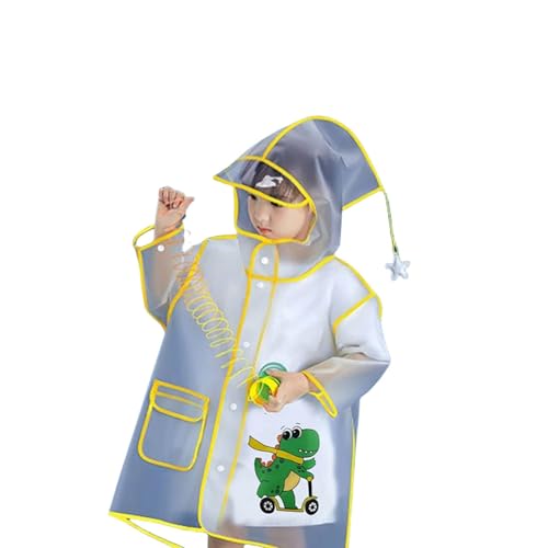 Generisch Mädchen Regenponcho Dinosaurier Blau Gelb