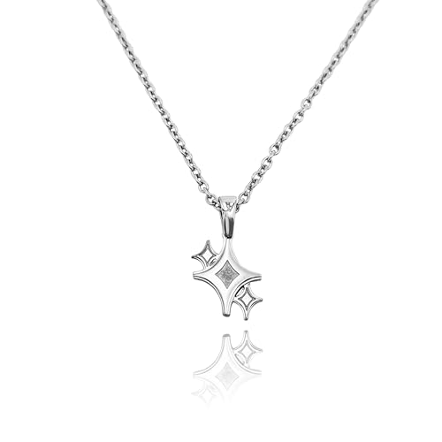 JVillion Stern Anhänger Halskette Silber Herren 2mm Rolo Kette Edelstahl Minimalistisch Streetwear Schmuck Wasserfest Geschenkidee (60cm)
