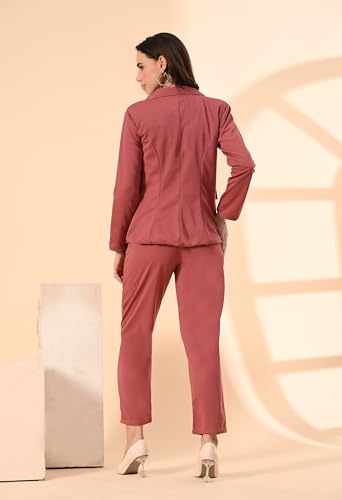Image of Women's 3-Piece Suit Set | Solid Cotton Blend Blazer, Trousers & Camisole Top | Professional Office & Business Wear Outfit