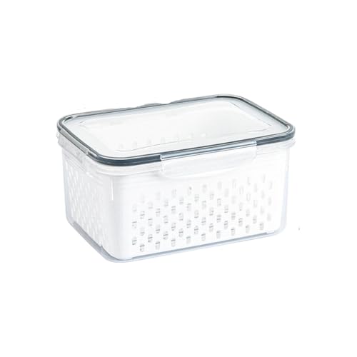 3パック 冷蔵庫用食品保存容器セット 蓋付き ストレーナー付き キッチン収納ボックス フルーツ野菜オーガナイザー(1 Pack L)