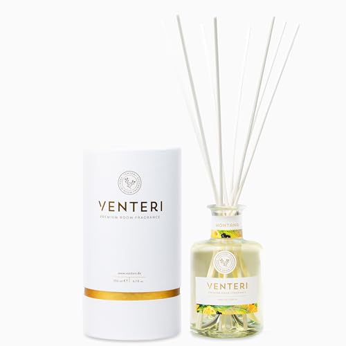 Venteri Montana: Set de ambientadores de lujo, madera y fresca, incluye 8 ambientadores en elegante difusor de cristal de 200 ml