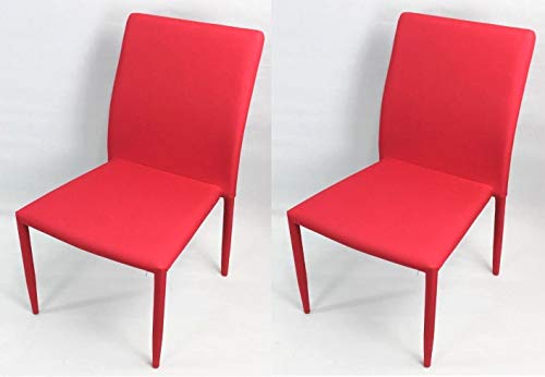 Decohouse Silla tapizada Set 2 SILLAS Comedor o Cocina, Moderna y Original Color Rojo