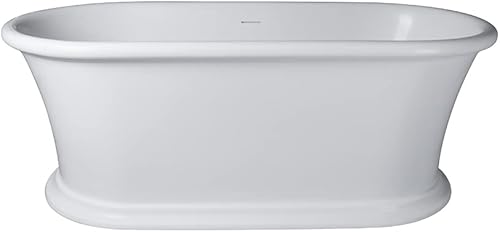 Vanity Art Bañera de piedra de resina de superficie sólida independiente de fondo plano con desbordamiento y drenaje emergente certificado UPC 67 x disponible en Yaxa Colombia