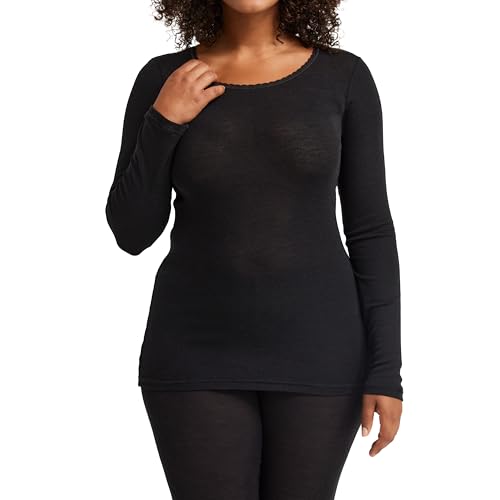 Preisvergleich Produktbild Dilling Langarmshirt aus Merinowolle und Seide für Damen Schwarz 40