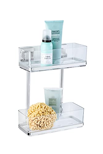WENKO Vacuum-Loc® Badezimmer Wandregal Quadro Duo, ohne Bohren, mit 2...