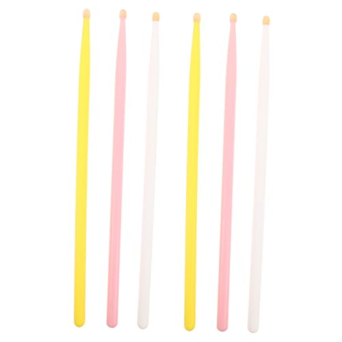Set de 3 pares baquetas de madera 5A colores rosa blanco amarillo miniatura 1
